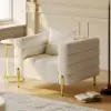 Axial Boucle Upholstered Accent Chair in Gold Finish