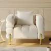 Axial Boucle Upholstered Accent Chair in Gold Finish
