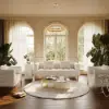 Axial Boucle Upholstered Accent Chair in Gold Finish