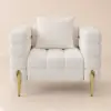 Axial Boucle Upholstered Accent Chair in Gold Finish