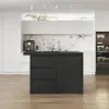 Modern 127 cm Wood Kitchen Island with Drawers & Cabinets, Black
