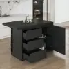 Modern 127 cm Wood Kitchen Island with Drawers & Cabinets, Black