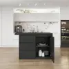 Modern 127 cm Wood Kitchen Island with Drawers & Cabinets, Black
