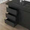Modern 127 cm Wood Kitchen Island with Drawers & Cabinets, Black