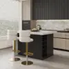Modern 127 cm Wood Kitchen Island with Storage, White & Black