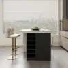 Modern 127 cm Wood Kitchen Island with Storage, White & Black