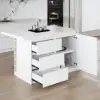 Modern 127 cm Wood Kitchen Isle with Drawers & Cabinets, White