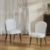 Modern Warm White PU Leather Upholstered Dining Chair, 6 Pieces