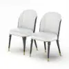 Modern Warm White PU Leather Upholstered Dining Chair, 6 Pieces