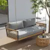 Ropipe Outdoor Aluminum & Rope Weave 2-Seater Swing Sofa in Dark Gray