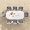 9 Pieces 2134 mm Outdoor Sintered Stone Top Dining Table Set with Rope Woven Armchairs