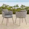 9 Pieces 2134 mm Outdoor Sintered Stone Top Dining Table Set with Rope Woven Armchairs