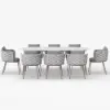 9 Pieces 2134 mm Outdoor Sintered Stone Top Dining Table Set with Rope Woven Armchairs