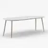 9 Pieces 2134 mm Outdoor Sintered Stone Top Dining Table Set with Rope Woven Armchairs