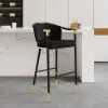 Cranis Black Velvet Bar Stool with Upholstered, 6 Pieces
