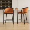 Cranis Orange Velvet Bar Stool with Upholstered, 4 Pieces