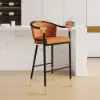 Cranis Orange Velvet Bar Stool with Upholstered, 4 Pieces