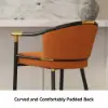 Cranis Orange Velvet Bar Stool with Upholstered, 4 Pieces