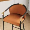 Cranis Orange Velvet Bar Stool with Upholstered, 6 Pieces