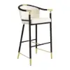 Cranis Beige Velvet Bar Stool with Upholstered, 8 Pieces