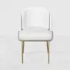 Picture of Linenic White Dining Chair Modern Cotton&Linen Upholstered Side Chair in Gold 8-Pieces