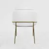 Picture of Linenic White Dining Chair Modern Cotton&Linen Upholstered Side Chair in Gold 8-Pieces