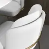 Linenic White Dining Chair Modern Cotton&Linen Upholstered Side Chair in Gold 2-Pieces