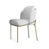 Linenic White Dining Chair Modern Cotton&Linen Upholstered Side Chair in Gold 2-Pieces