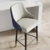 Diamic Blue PU Leather Counter Stool with Upholstered, 6 Pieces