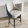 Diamic Blue PU Leather Counter Stool with Upholstered, 2 Pieces