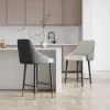 Diamic Grey PU Leather Counter Stool with Upholstered, 2 Pieces
