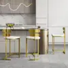 Modern Bar Stool Upholstered PU Leather Metal with Back Counter Stool 2-Pieces
