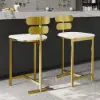 Modern Bar Stool Upholstered PU Leather Metal with Back Counter Stool 6-Pieces