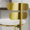 Modern Bar Stool Upholstered PU Leather Metal with Back Counter Stool 4-Pieces