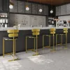 Modern PU Leather Black Counter Stools Back Breakfast Kitchen Counter Stool 2-Pieces