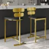 Modern PU Leather Black Counter Stools Back Breakfast Kitchen Counter Stool 2-Pieces