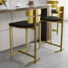 Modern PU Leather Black Counter Stools Back Breakfast Kitchen Counter Stool 2-Pieces