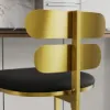 Modern PU Leather Black Counter Stools Back Breakfast Kitchen Counter Stool 2-Pieces