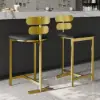 Modern PU Leather Black Counter Stools Back Breakfast Kitchen Counter Stool 8-Pieces