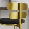 Modern PU Leather Black Counter Stools Back Breakfast Kitchen Counter Stool 8-Pieces