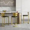 Modern PU Leather Black Counter Stools Back Breakfast Kitchen Counter Stool 6-Pieces
