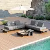 5-Piece Outdoor Aluminium Modular Sectional Set with Coffee Tables for 6 in Gray
