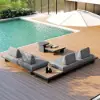 5-Piece Outdoor Aluminium Modular Sectional Set with Coffee Tables for 6 in Gray