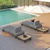 5-Piece Outdoor Aluminium Modular Sectional Set with Coffee Tables for 6 in Gray