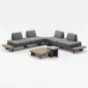 5-Piece Outdoor Aluminium Modular Sectional Set with Coffee Tables for 6 in Gray