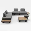 5-Piece Outdoor Aluminium Modular Sectional Set with Coffee Tables for 6 in Gray