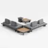 5-Piece Outdoor Aluminium Modular Sectional Set with Coffee Tables for 6 in Gray
