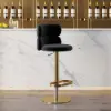Modern Black & Gold Velvet Swivel Bar Stool with Adjustable Height, 2 Pieces