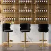 Modern Black & Gold Velvet Swivel Bar Stool with Adjustable Height, 2 Pieces