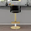 Modern Black & Gold Velvet Swivel Bar Stool with Adjustable Height, 2 Pieces
